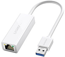 Придбати - кабель та перехідник  Перехідник UGREEN CR111 USB 3.0 --> Ethernet RJ45 White (20255)