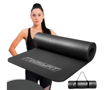 Придбати - килимок для фітнесу та йоги  Килимок для йоги та фітнесу EasyFit каучук 181х61 см каремат товщина 10 мм Чорний EF-1919-B