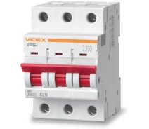 Придбати - автоматичний вимикач  Автоматичний вимикач RS4 3п 20А С 4,5кА VIDEX RESIST (VF-RS4-AV3C20)