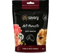 Придбати - ласощі для собаки  М'які ласощі Savory з антипаразитарним ефектом для собак, тунець та дикий часник 200г(3000000013090)