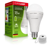 Придбати - LED-лампу  LED лампа акумуляторна EUROLAMP 18W 1200mAh 4500K E27 з тримачем (LED-A90-18274(EM)
