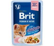 Придбати - зоотовар для кота  Корм вологий Brit Premium Delicate Fillets in Gravy Chicken for Kitten д/кошенят філе в соусі курка 85 г(8595602570652)