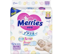 Придбати -  Підгузники для новонароджених Merries NB 0-5 кг 90 шт (4901301230782)