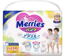 Придбати -  Підгузники-трусики Merries для дітей ХL 12-22 кг 24 шт (4901301230669)