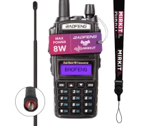 Придбати - рацію  Комплект Рація Baofeng UV-82 8W Батарея 2000 мАч + Гарнітура + Ремінець на шию + Антена Nа-771 (SMAJ) 39см