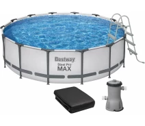 Придбати - басейн  Басейн каркасний Bestway 427х107 см (56950) з картриджним фільтром, тентом і сходами