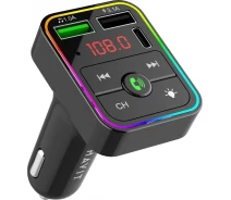 Придбати - FM трансмиттер  FM модулятор HAVIT HV-FM812BT 2USB+USB-C RGB Black