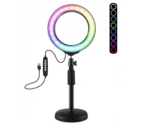 Придбати - кільцеве світло  Кільцева USB RGBW LED лампа Puluz PKT3047B 6.2" + настільне кріплення