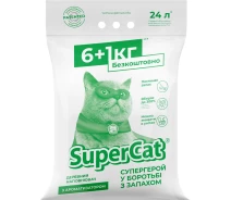 Придбати - наполнитель для туалетов  Наповнювач SuperCat з ароматизатором 6+1кг (зелений) (4823089324548)