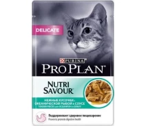 Придбати - корм для кота  Корм ProPlan Delicate Nutrisavour. З океанічною рибою. Для котів з чутливим травленням. Конс/кот 26х85г (3329969005)