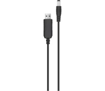 Придбати - кабель та перехідник  Кабель живлення ACCLAB USB-DC 5.5х2.5mm 9V 1м чорний