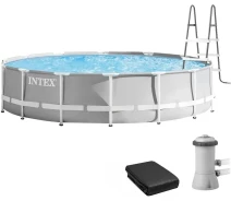 Придбати - басейн  Каркасний басейн Intex 26720 Premium (427х107см карт. фільтр, сходи, підкладка, тент)