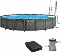 Придбати - басейн  Каркасний басейн Intex 26744 GREYWOOD (549х122см карт. фільтр, сходи, підкладка, тент)