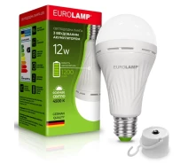 Придбати - LED-лампу  LED лампа акумуляторна EUROLAMP 12W 1200mAh 4500K E27 з тримачем (LED-A70-12274(EM)