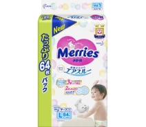 Придбати -  Підгузники Merries для дітей розмір L 9-14 кг 64 шт (4901301230904)