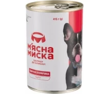 Придбати - корм для собаки  Корм М'ясна Миска паштет з яловичиною для собак 415г(4820255190303)