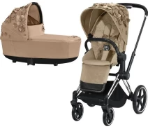 Придбати - дитячу коляску  Універсальна коляска 2в1 Cybex Priam Simply Flowers Beige шасі Chrome Black (521002325/522000935/521002829)