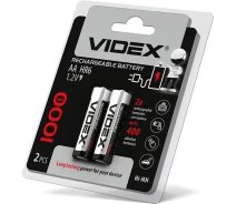 Придбати - батарейку та аккумулятор  Акумулятори Videx HR6/AA 1000mAh double blister/2шт