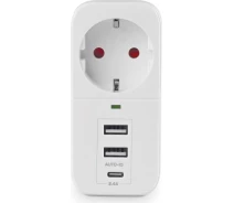 Придбати - мережевий фільтр  Мережевий адаптер VIDEX ONCORD 1п 2.4A 2USB+USB-C White (VF-AD1G2U1C-W)