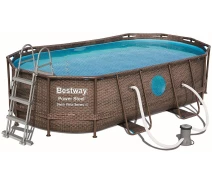 Придбати - басейн  Басейн каркасний Bestway Ротанг 549х274х122 см (56716) з картриджним фільтром, тентом і сходами