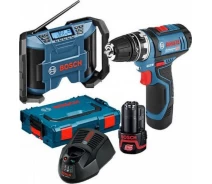 Придбати -  Набір Bosch шуруповерт GSR 12V-15 + радіо GPB 12V-10 + з / у AL 1 230 CV + 2 x акб GBA 12V 2 Ah + L-boxx (06018681SR)