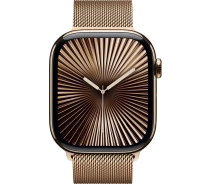 Придбати - смарт-годинник  Apple Watch Series 10 GPS + Cellular (LTE) 42mm Gold Titanium Case with Gold Milanese Loop (MX083QH/A)