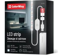 Придбати - світлодіодну стрічку  Світлодіодна LED стрічка ColorWay 5м з живленням від USB холодний білий (CW-LD05)