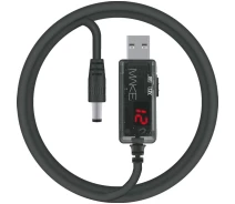 Придбати - кабель та перехідник  Кабель MAKE USB - DC 5.5x2.1  9/12V 1м (MCB-DP3BK) чорний