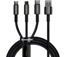 Придбати - кабель та перехідник  Кабель Baseus 3-in-1 USB to M+L+C 3.5A 1.5m (CAMLTWJ-01)чор