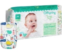 Придбати - підгузник  Підгузки Offspring® розмір M, 6-10 кг, 42 шт, Кити (DP-OI-FAT-M42P-WTW)