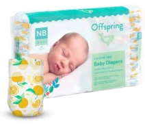 Придбати - підгузник  Підгузки Offspring® розмір Offspring® розмір NB, до 4 кг, 56 шт, Апельсин (DP-OI-FAT-NB56P-TGYORN)