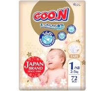 Придбати - підгузник  Підгузки GOO.N Premium Soft для немовлят до 5 кг (1(NB), на липучках, унісекс, 72 шт.) (F1010101-152)