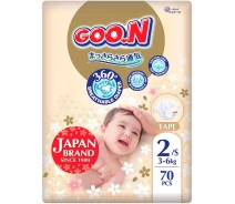 Придбати - підгузник  Підгузки GOO.N Premium Soft для дітей 3-6 кг (розмір 2(S), на липучках, унісекс, 70 шт) (F1010101-153)