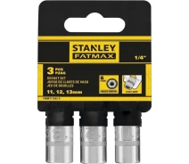Придбати - головку, набори головок  Набір торцевих головок 1/4 STANLEY Maxi Drive, із шестигранним профілем, 3 шт: 11, 12, 13 мм. (FMMT17092-0)
