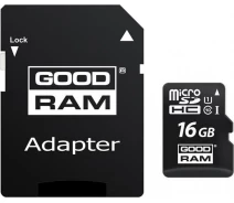 Придбати - карту пам'яті  Карта пам'яті Goodram microSDHC UHS-I 16GB class10+SD (M1AA-0160R12)
