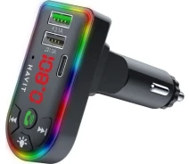 Придбати - FM трансмиттер  FM модулятор HAVIT HV-FM813BT 2USB+USB-C RGB Black