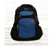 Придбати - рюкзак  Рюкзак SwissGear чорний з синім + дощовик, універсальний