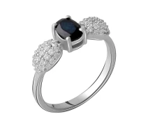 Придбати - срібне кільце  Кільце зі срібла з сапфіром і куб. цирконію, розмір 18.5 (1745122)