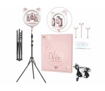 Придбати - кільцеве світло  Кільцева лампа у формі голови кішки Cat Ring Light RK-45 Рожева кішка 65 Вт+ ШТАТИВ 2 М