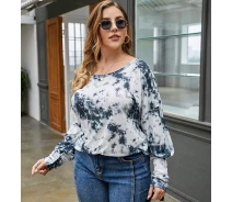 Придбати - жіночий лонгслів  Лонгслів жіночий в стилі tie dye Mist Berni Fashion PLUS (One Size) Синій (56959)