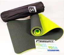 Придбати - килимок для фітнесу та йоги  Килимок для йоги TPE + TC EasyFit ECO-Friendly 8 мм темно-зелений - салатовим (мат-каремат спортивний, йогамат для фітнесу, пілатесу) (8165161)