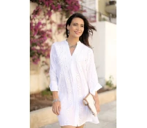 Придбати - жіночу пляжну сорочку  Біла туніка сорочка Fresh Cotton 322 F-1c 50 (XXL) Білий Fresh Cotton 322 F-1c