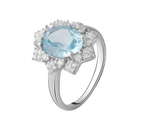 Придбати - срібне кільце  Кільце зі срібла з топазом і куб. цирконіями, розмір 19 (1750453)