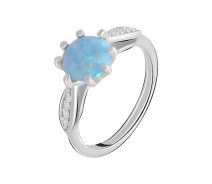 Придбати - срібне кільце  Кільце зі срібла з куб. цирконіями і опалом, розмір 18 (1750638)