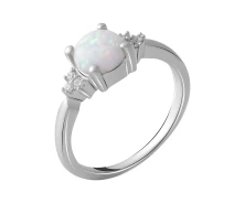 Придбати - срібне кільце  Кільце зі срібла з куб. цирконіями і опалом, розмір 18 (1752465)