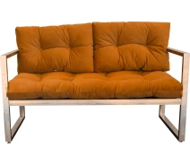 Придбати - диван  Диван футон з металевим каркасом KrasivoDoma, 130 * 65 см, 2 подушки + матрац 120 * 60 см, на вулицю, веранду, в вітальню, кафе (гірчичний)