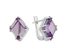 Придбати - срібну сережку  Сережки срібні з куб. цирконіями і олександритами (1757573)