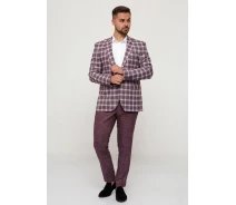 Придбати - чоловічий костюм  Костюм Trend Collection 3026 Бордовий + біла клітка 48