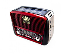 Придбати - радіоприймач  Радіоприймач GOLON RX-455S SOLAR, LED, 3W, FM радіо, Входи microSD, USB, AUX, корпус паласмас, Black - Red, BOX