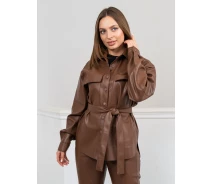 Придбати - жіночу сорочку  Шкіряна сорочка Белуччі (мокко) 48-50(L-XL)